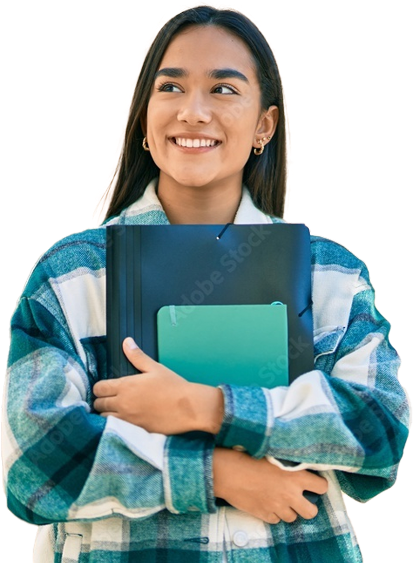 Student holding books